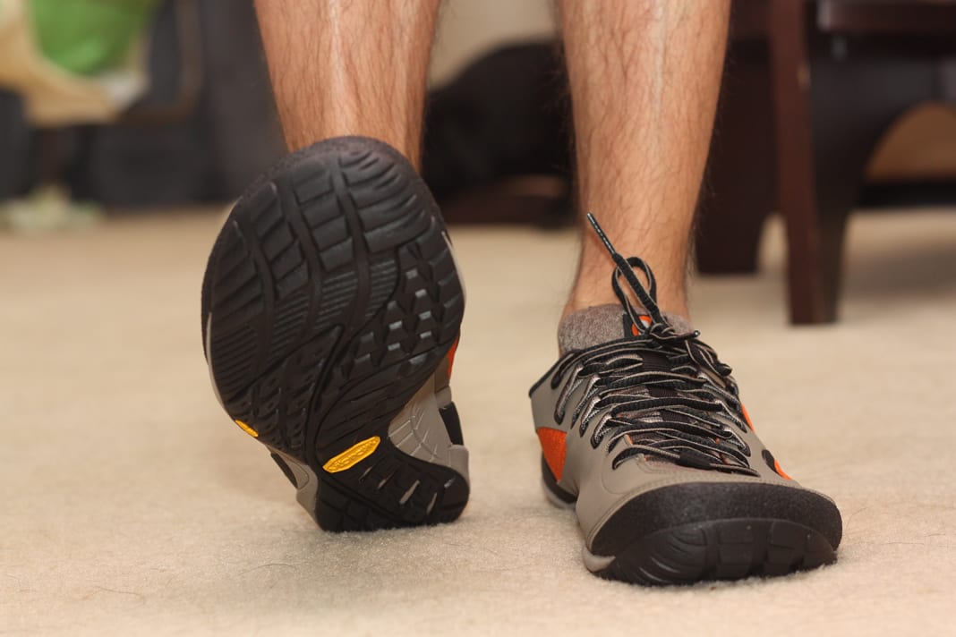 Merrell Barefoot Trail Glove Shoes Mens size 7 Black/Molton Lava Red Gray  Vibram